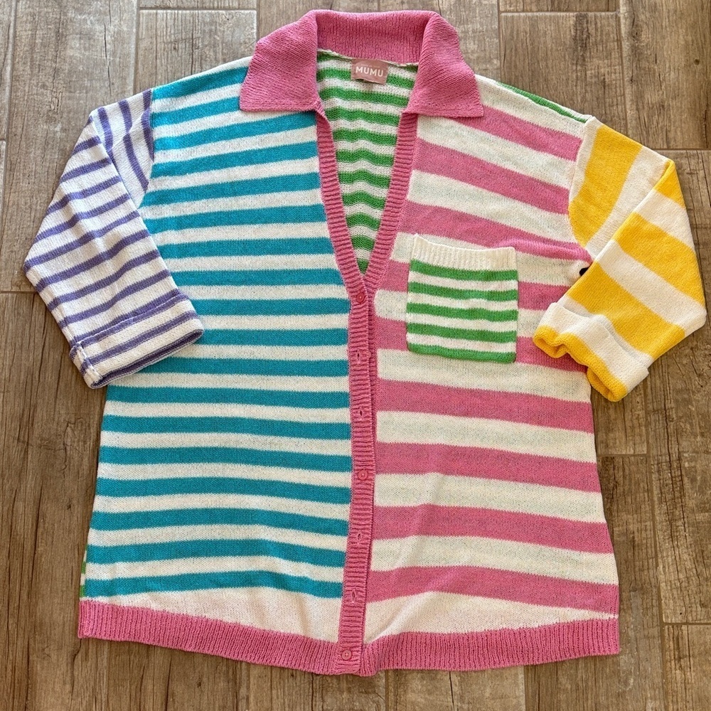 Show Me Your MuMu Multicolor Striped Knit Cardigan Sweater